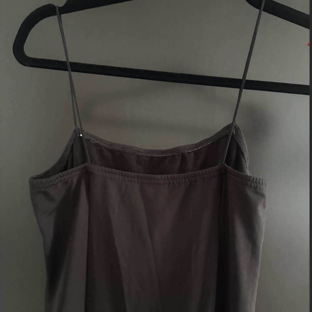 Black cotton spaghetti strap maxi dress with slit - Picture 6 of 7